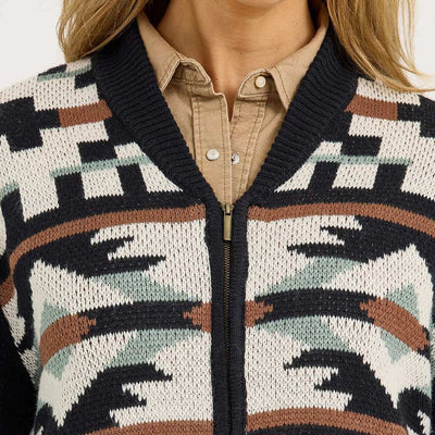 Wrangler Womens Southwestern Full Zip Cardigan Sweater