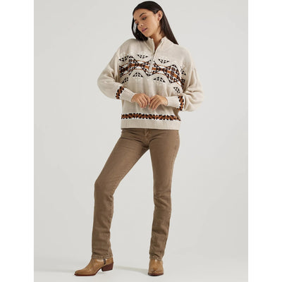 Wrangler Womens Southwestern Quarter Zip Sweater