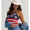Wrangler Womens Stars and Stripes Crochet Tank Top Blue - 112379502