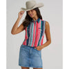 Wrangler Womens Striped Sleeveless Snap Shirt Pink - 112379504