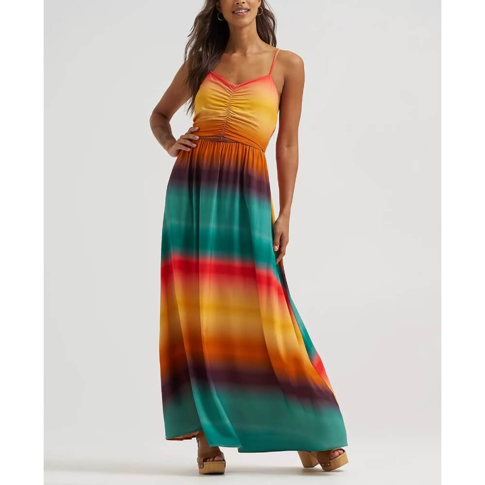 Wrangler Womens Sunny Strappy Maxi Dress Yellow - 112375071
