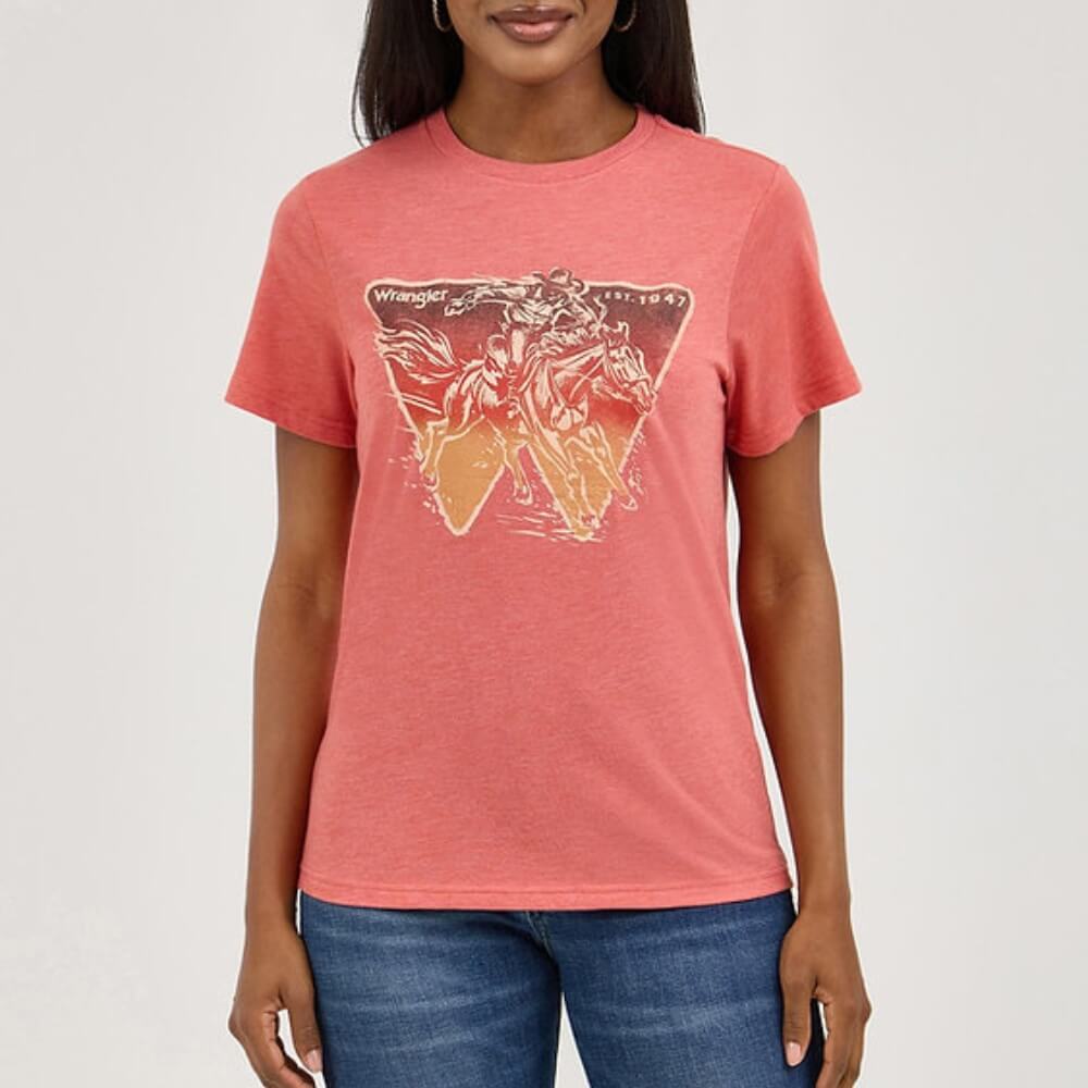 Wrangler Womens T-Shirt Burnt Sienna Heather - 112372992