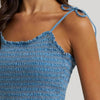 Wrangler Womens Tie Denim Smocked Dress