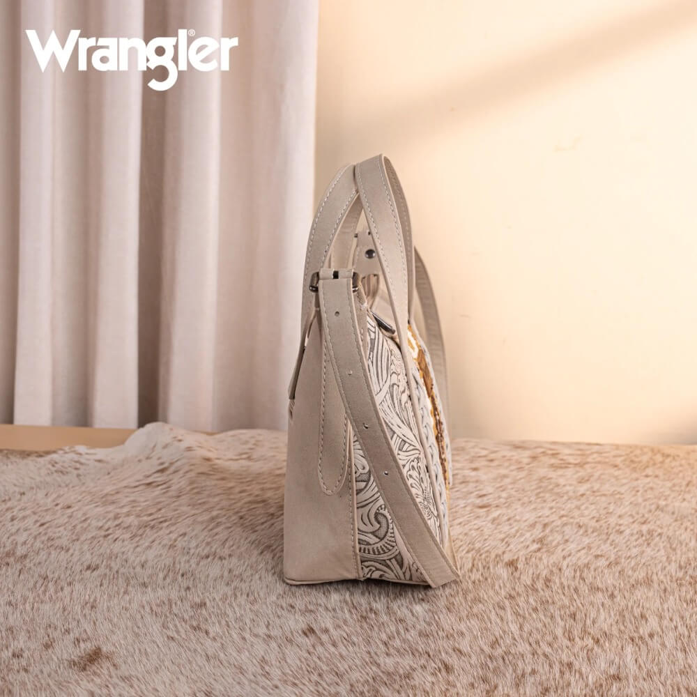 Wrangler Womens Tooled Aztec Pattern Print Tote/Crossbody Beige - WG226-8605BG