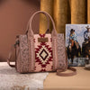 Wrangler Womens Tooled Aztec Pattern Print Tote/Crossbody Dark Pink - WG226-8120DPK