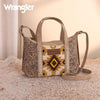 Wrangler Womens Tooled Aztec Pattern Print Tote/Crossbody Tan - WG226-8605TN