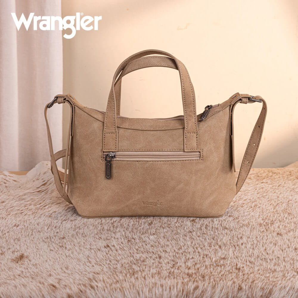 Wrangler Womens Tooled Aztec Pattern Print Tote/Crossbody Tan - WG226-8605TN