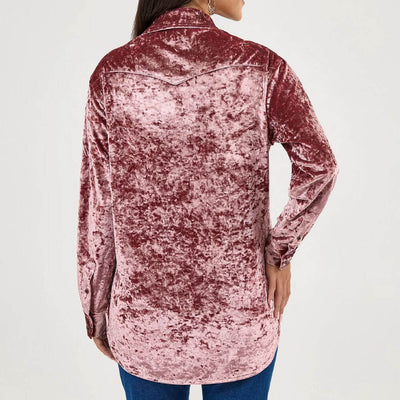 Wrangler Womens Velvet Blouse Wine Crush