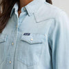 Wrangler Womens Vintage-Fit Denim Western Snap Shirt