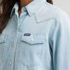 Wrangler Womens Vintage-Fit Denim Western Snap Shirt