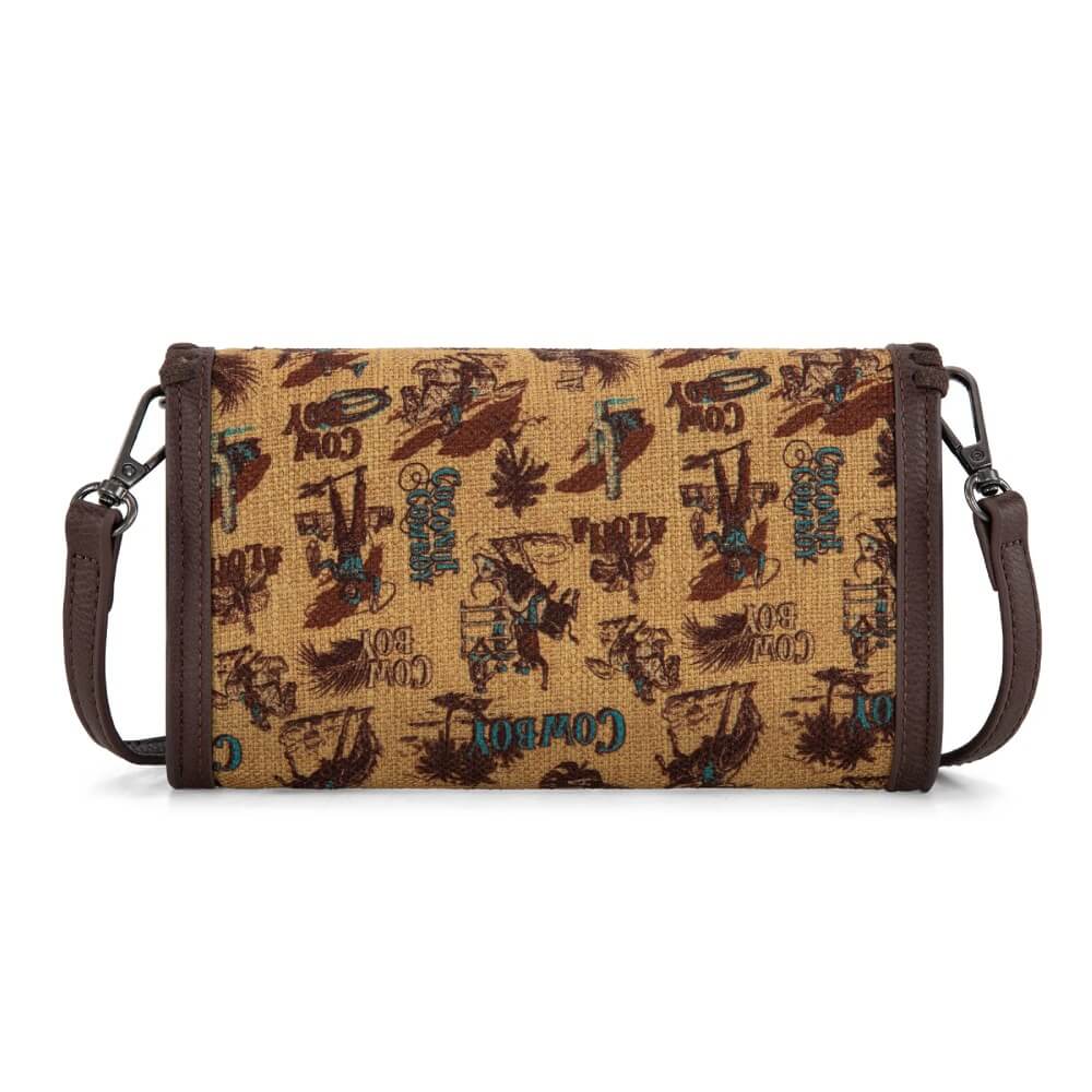 Wrangler Womens Vintage Retro Cowboy Print Wallet/Crossbody Dark Yellow - WG60-1812DK-YL