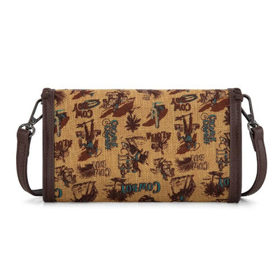 Wrangler Womens Vintage Retro Cowboy Print Wallet/Crossbody Dark Yellow - WG60-1812DK-YL