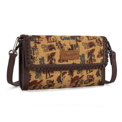 Wrangler Womens Vintage Retro Cowboy Print Wallet/Crossbody Dark Yellow - WG60-1812DK-YL