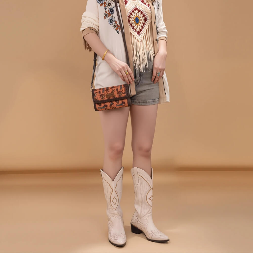 Wrangler Womens Vintage Retro Cowboy Wallet/Crossbody Dark Brown - WG60-1812DBR