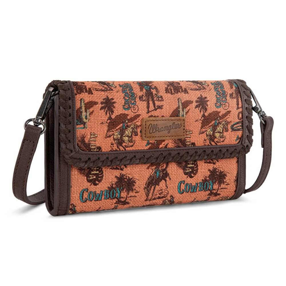 Wrangler Womens Vintage Retro Cowboy Wallet/Crossbody Dark Brown - WG60-1812DBR