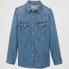 Wrangler Womens Western Denim Pearl Snap Shirt Mid Denim - 10LW7006D