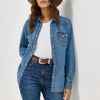 Wrangler Womens Western Denim Shirt Mid Denim - 10LW7006D
