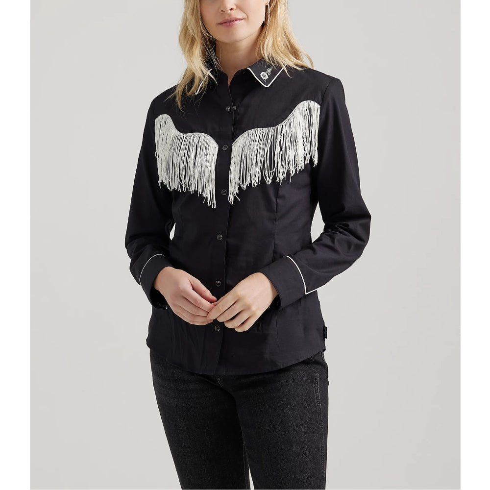 Wrangler Womens Western Fringe Snap Shirt