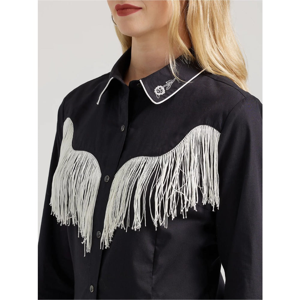 Wrangler Womens Western Fringe Snap Shirt