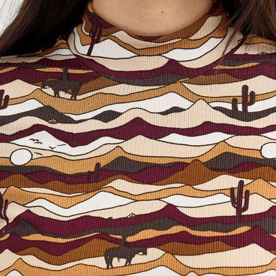 Wrangler Womens Western Print Mock Neck Blouse