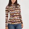 Wrangler Womens Western Print Mock Neck Blouse