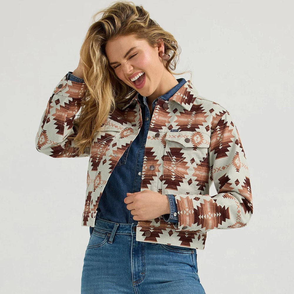 Wrangler Womens Western Printed Boyfriend Jacket