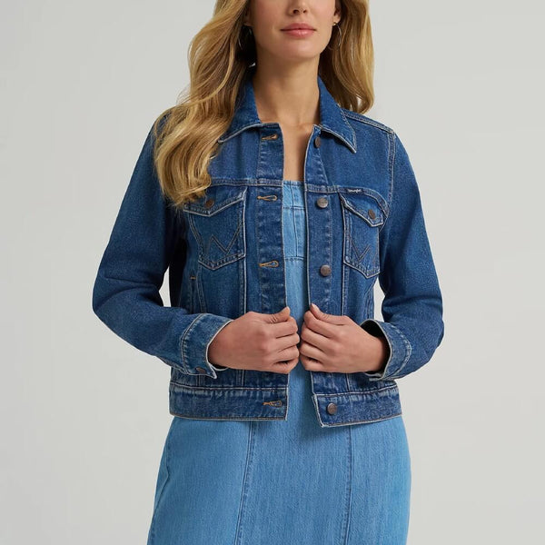 Wrangler Womens Western Unlined Denim Jacket Dark Denim