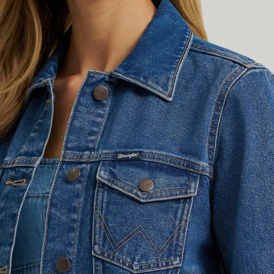 Wrangler Womens Western Unlined Denim Jacket Dark Denim