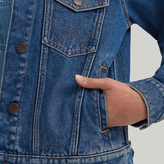 Wrangler Womens Western Unlined Denim Jacket Dark Denim