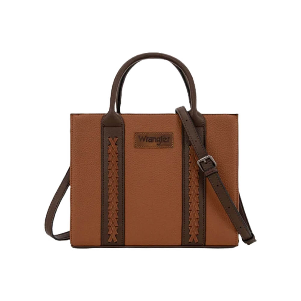 Wrangler Womens Whipstitch Leather Tote Bag Brown Coffee - WG225-8120BR-CF