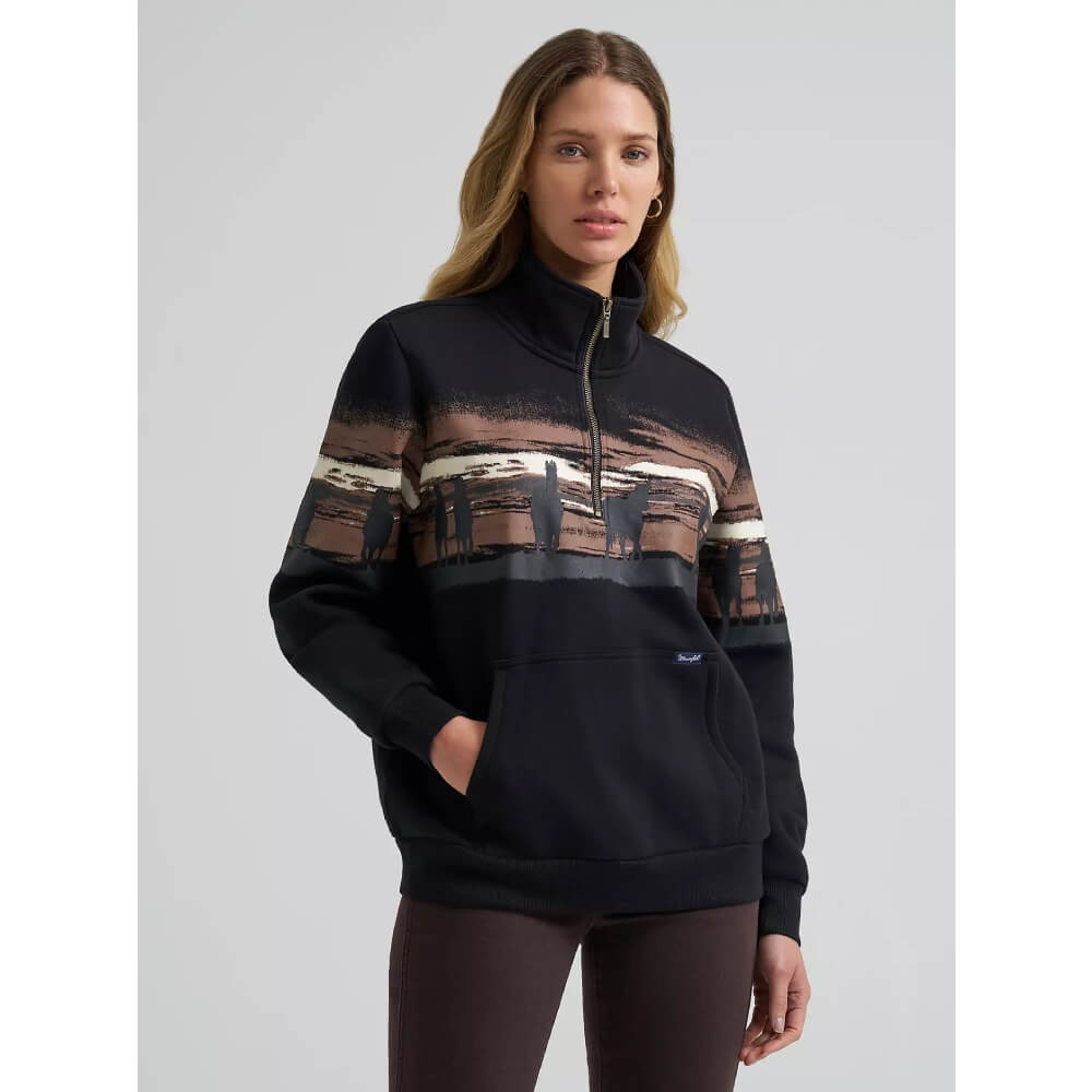 Wrangler Womens Wild West Pullover Black - 112382737