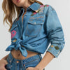 Wrangler Womens X Lainey Wilson Embroidered Denim Print Shirt - 112375521