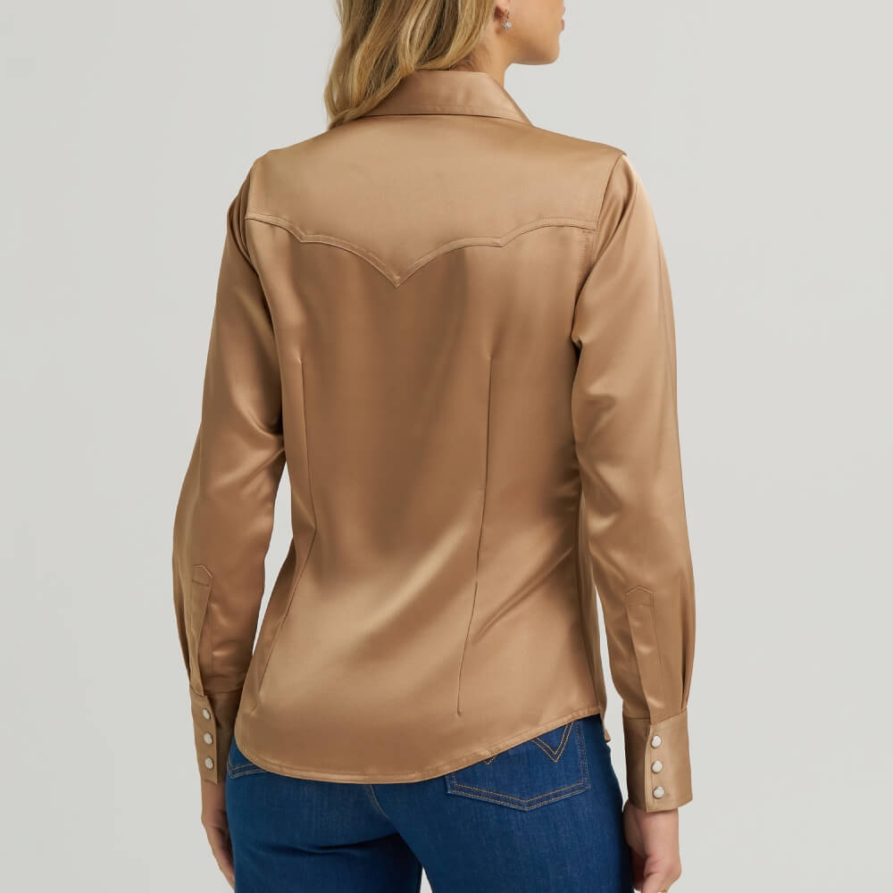 Wrangler Womens X Lainey Wilson Satin Shirt Brown - 112374462
