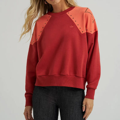 Wrangler Womens x Lainey Wilson Studded Star Crewneck Pullover Western Star (red) - 112370629