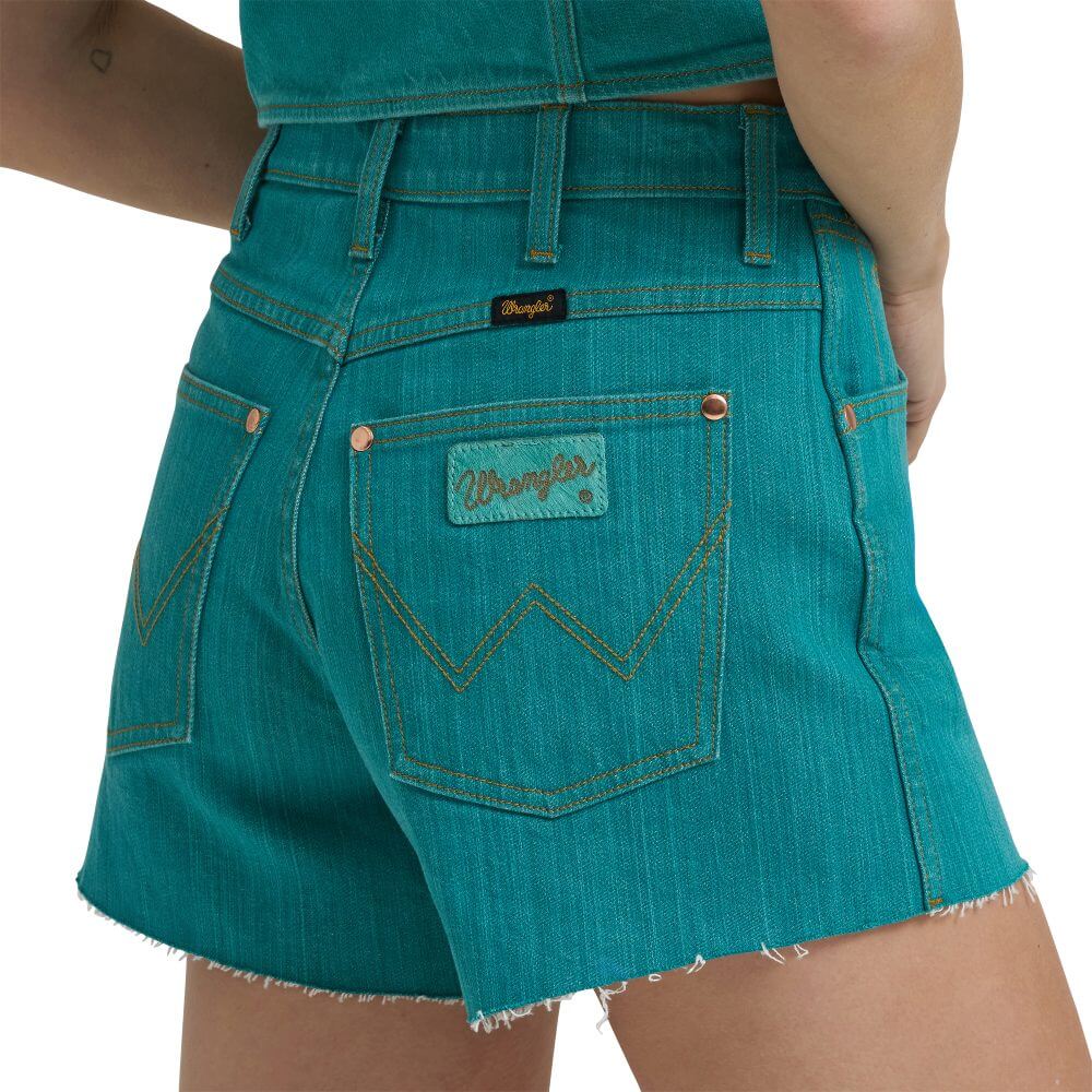 Wrangler Rodeo Shorts Wrangler X Lainey Wilson Womens Cowboy Shorts Turquoise