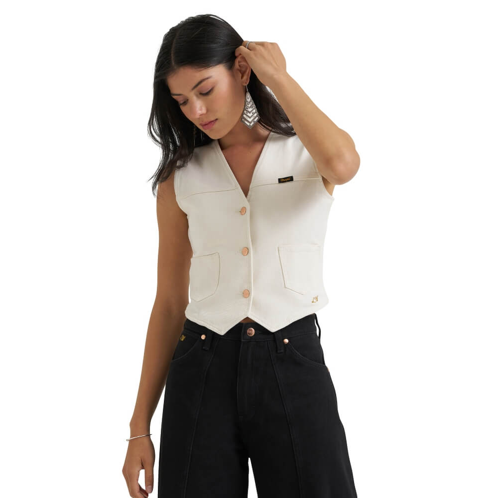 Wrangler X Lainey Wilson Womens Denim Vest White - 112385569