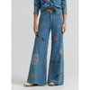 Wrangler X Lainey Wilson Womens Embroidered Cheeky Wide Leg Jeans Mid Wash - 112375654
