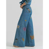 Wrangler X Lainey Wilson Womens Embroidered Cheeky Wide Leg Jeans Mid Wash - 112375654