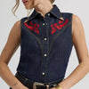 Wrangler X Lainey Wilson Womens Embroidered Sleeveless Denim Shirt