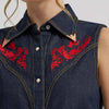 Wrangler X Lainey Wilson Womens Embroidered Sleeveless Denim Shirt