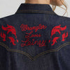 Wrangler X Lainey Wilson Womens Embroidered Sleeveless Denim Shirt