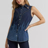Wrangler X Lainey Wilson Womens Flame Sleeveless Denim Shirt Dark Denim - 112380460