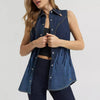 Wrangler X Lainey Wilson Womens Flame Sleeveless Denim Shirt Dark Denim - 112380460