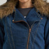 Wrangler X Lainey Wilson Womens Moto Denim Fur Jacket - 112382836