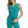 Wrangler X Lainey Wlson Womens Denim Vest Turquoise - 112375558