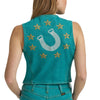 Wrangler X Lainey Wlson Womens Denim Vest Turquoise - 112375558