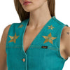Wrangler X Lainey Wlson Womens Denim Vest Turquoise - 112375558