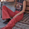Wrangler x Lainey Wilson Womens Flare Jeans Red - 112380474