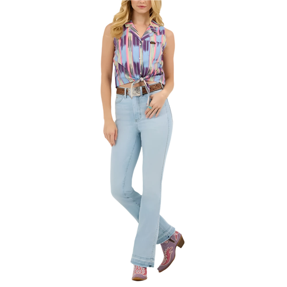 Wrangler x Lainey Wilson Womens Huggers Jeans Bleach Blue Wash - 112368267