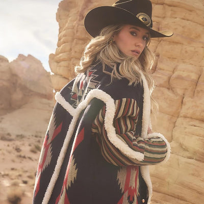 Wrangler x Lainey Wilson Womens Jacquard Lainey Coat Jacquard (Oversize Very Loose Fitting) - 112370413